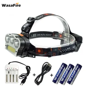 Powerful T6 COB Led Headlamp White Red Light 7 Modes Headlight With USB Charging Cable   18650 Battery   Charger For Camping