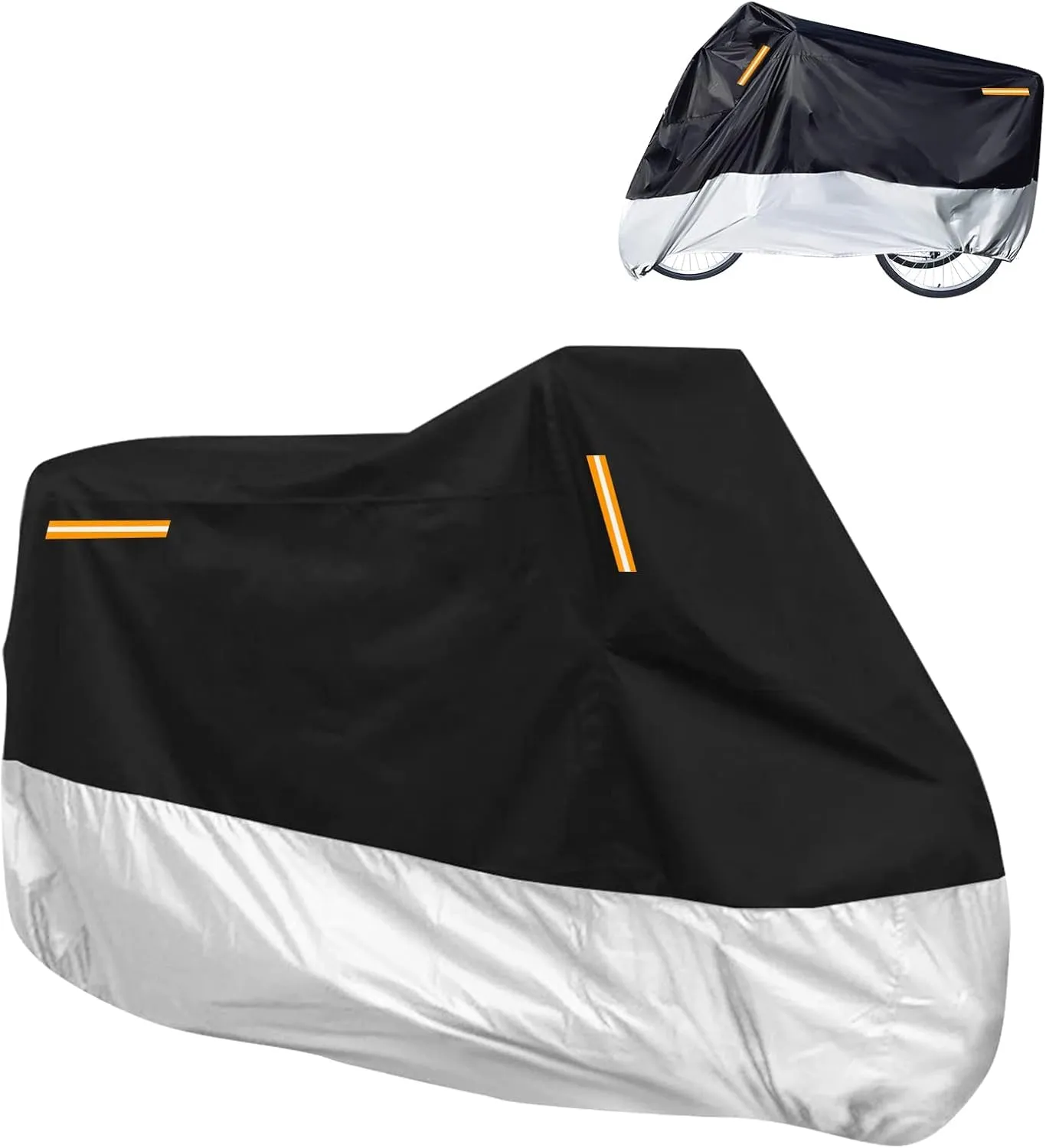 Premium Adult Tricycle Cover, Fit All 3-Wheel Bike or Motorcycles Outdoor and Indoor Storage, 104" L x 43.3" W x 49" H (Black & Silver, 210D)
