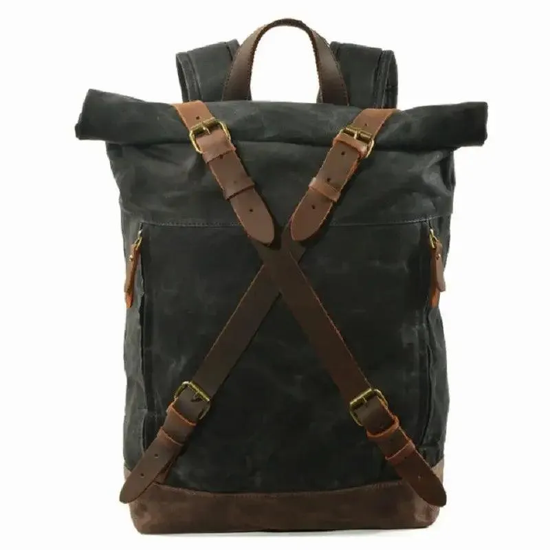 Premium Oil Wax Canvas and Leather Backpack
