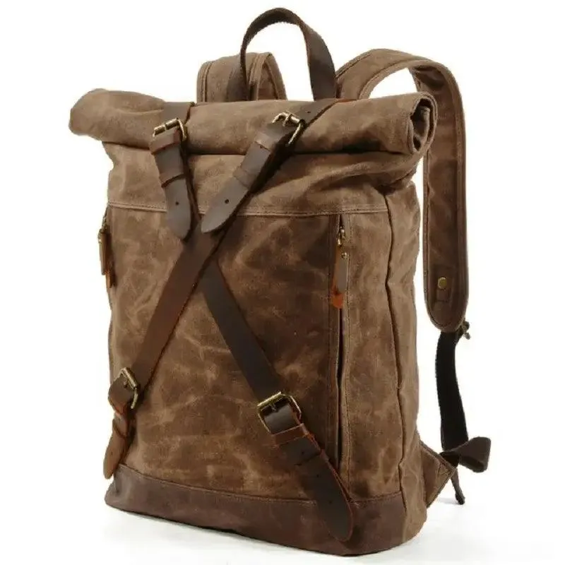 Premium Oil Wax Canvas and Leather Backpack