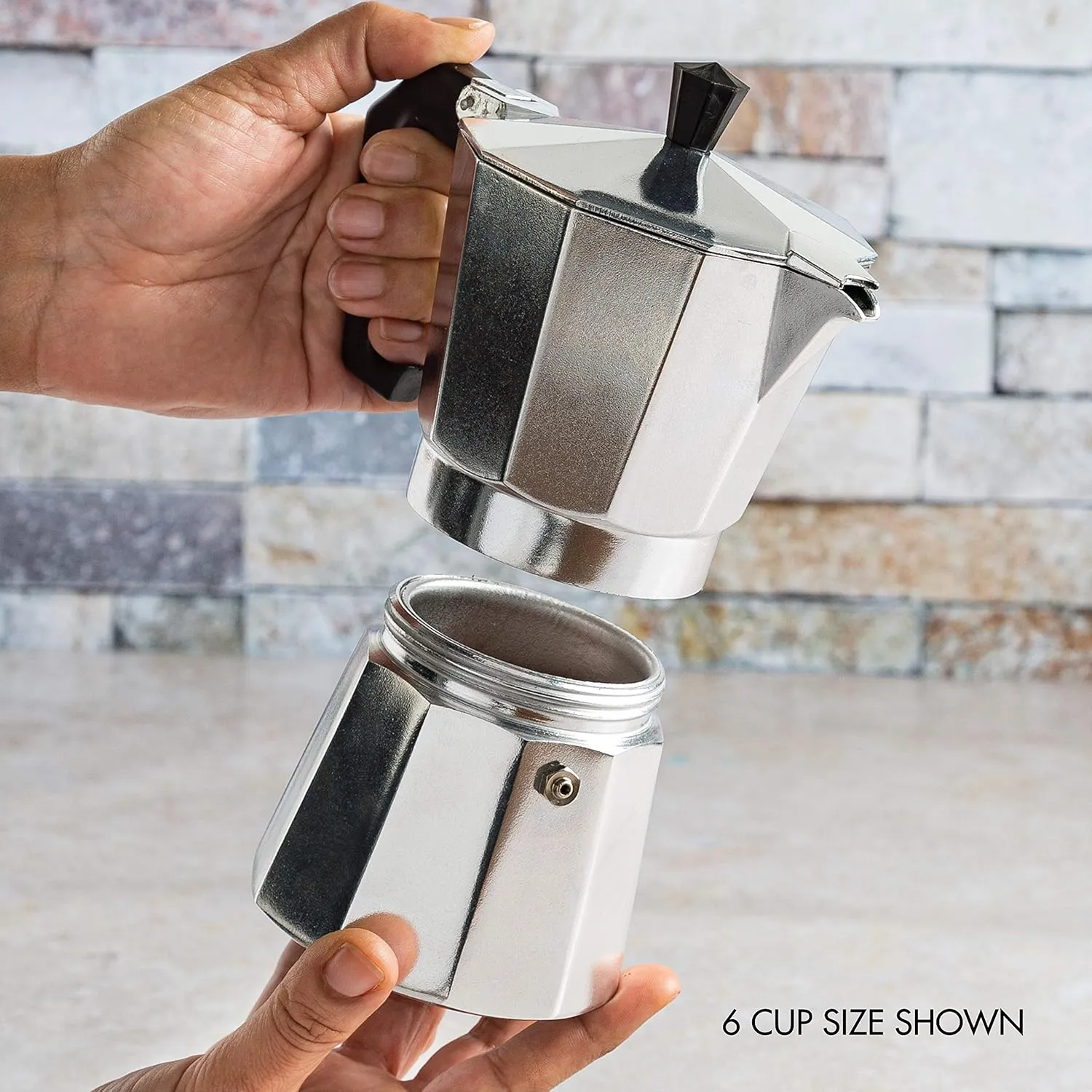 Primula Classic Stovetop Espresso and Coffee Maker, Moka Pot for Italian and Cuban Café Brewing, Greca Coffee Maker, Cafeteras, 12 Espresso Cups, Silver