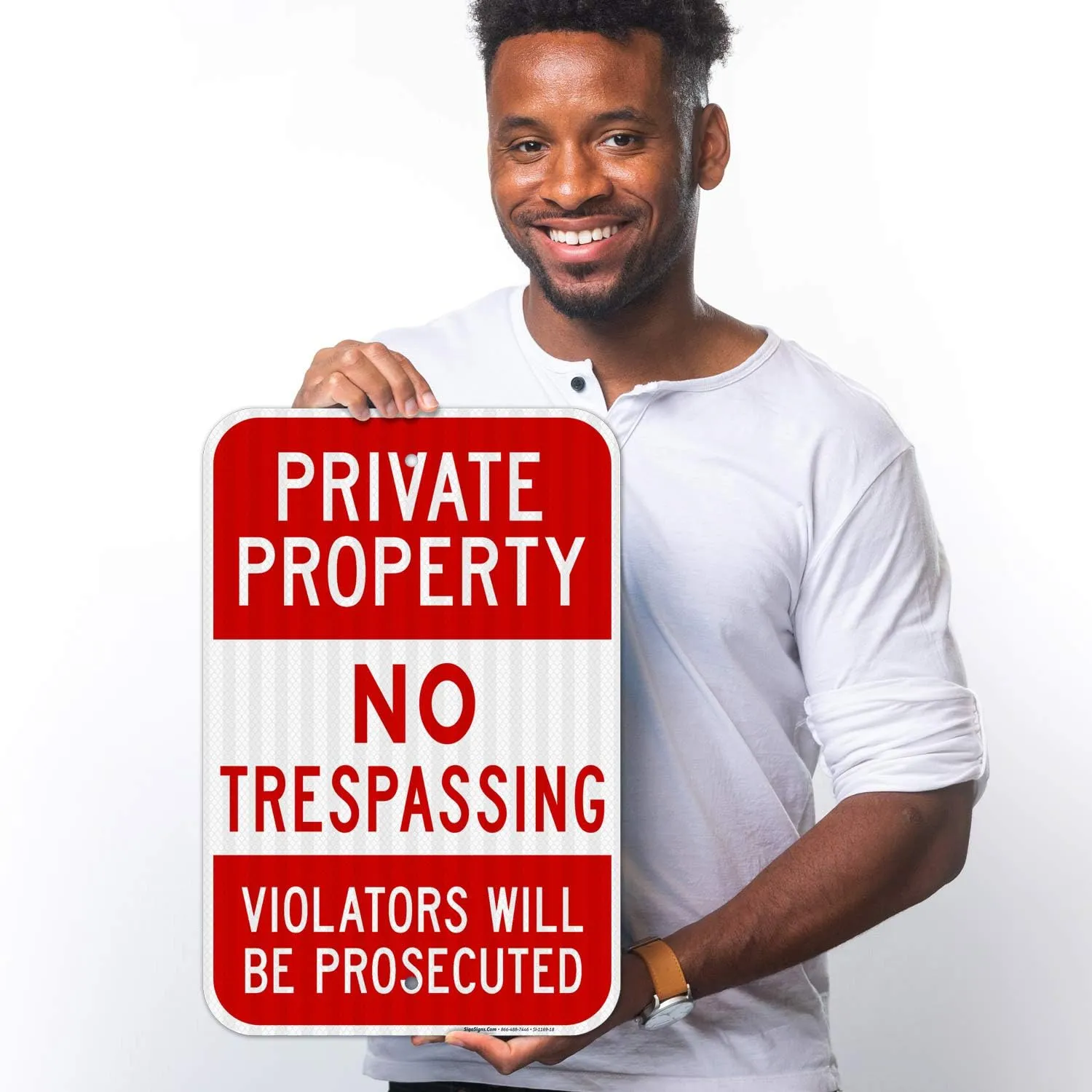 Private Property No Trespassing, Violators Prosecuted Sign, 12x18 Inches, 3M EGP Reflective .063 Aluminum, Fade Resistant, Indoor/Outdoor Use, Made in USA