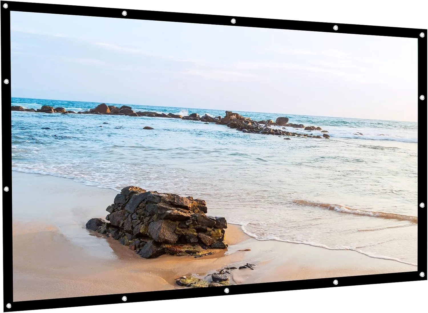 Projector Screen 100 Inch Front and Rear Projector Screen & Cosmetics Bag Bundle for Home Garden Office and Outdoor Projection