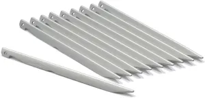 Promonte OGK3105SET Outdoor Camping Tent Pegs, Aluminum Color Pegs, Set of 10, Silver (SV)