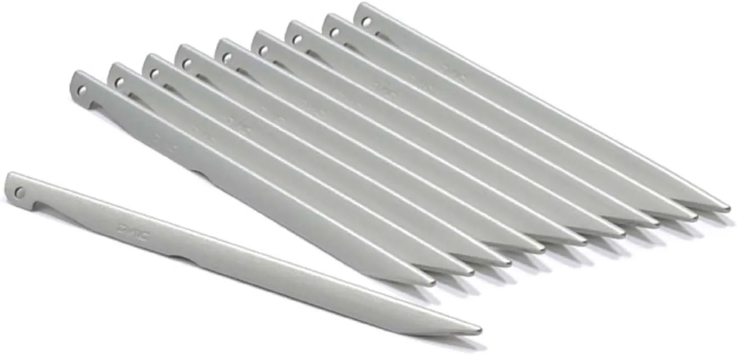 Promonte OGK3105SET Outdoor Camping Tent Pegs, Aluminum Color Pegs, Set of 10, Silver (SV)