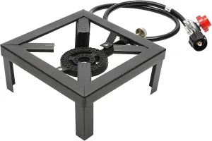 Propane Burner Portable Outdoor Gas Stove Single Burner with Propane Regulator Hose 0-20 PSI Adjustable, Fryer for Patio Camping BBQ, Seafood Boil and Cajun Cooking