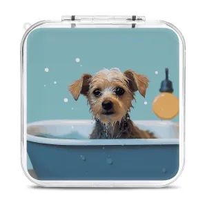 QMNBTES Funny Dog in Bathtub Switch Game Case Switch Game Holder Cartridge Case Storage 12 Games & 2 Micro Sd Card Slots, Travel Carry Cases, Portable Games Card Storage, Hard Shell, Buckle Closure