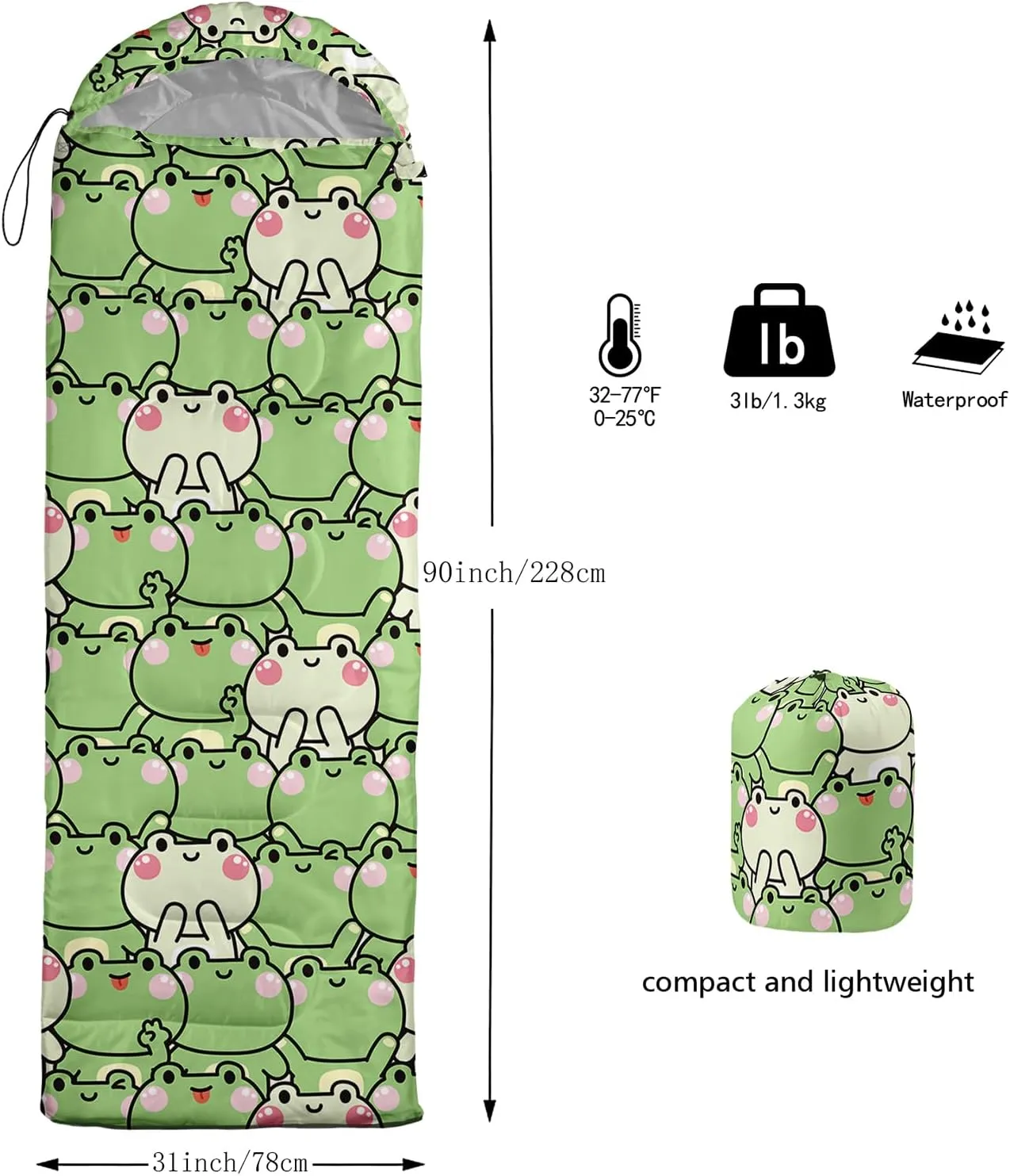 QOOMO Camping Sleeping Bags,3 Season Warm & Cool Weather,Lightweight,Waterproof Sleeping Bags for Adults & Kids,Traveling,and Outdoors,Camping Gear Equipment