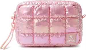 Quilted Cosmetic Bag, Puffer Makeup Bags, Crossbody Purses for women,Cute Travel Toiletry Bag for Women (Dazzling Light Pink)