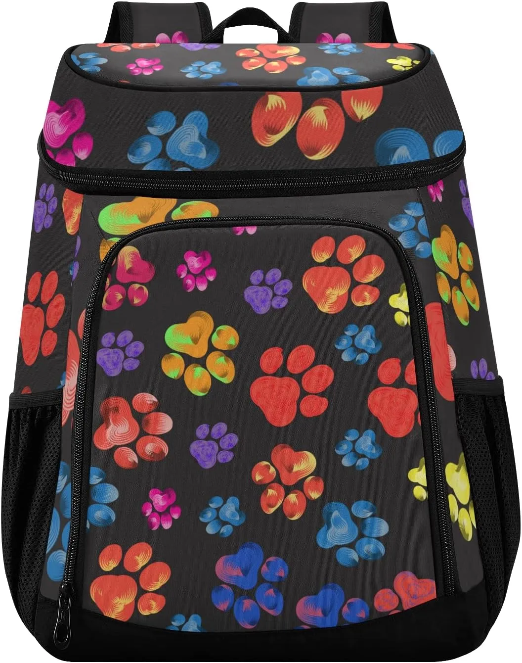 Rainbow Animal Paw Print Cooler Backpack Insulated Leak Proof Beach Cooler Bag 30 Cans Waterproof Lightweight Soft Lunch Picnic Hiking Camping Backpack Cooler for Men Women