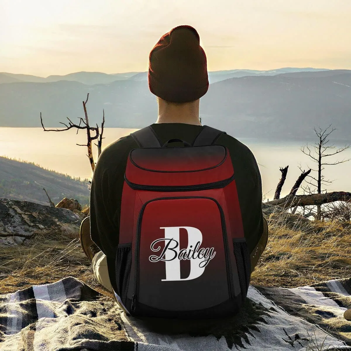 Rainbow Gradient Custom Cooler Backpack Leakproof Backpack Cooler Personalized Insulated Lunch Cooler Bag 30 Cans Camping Coolers for Men Women