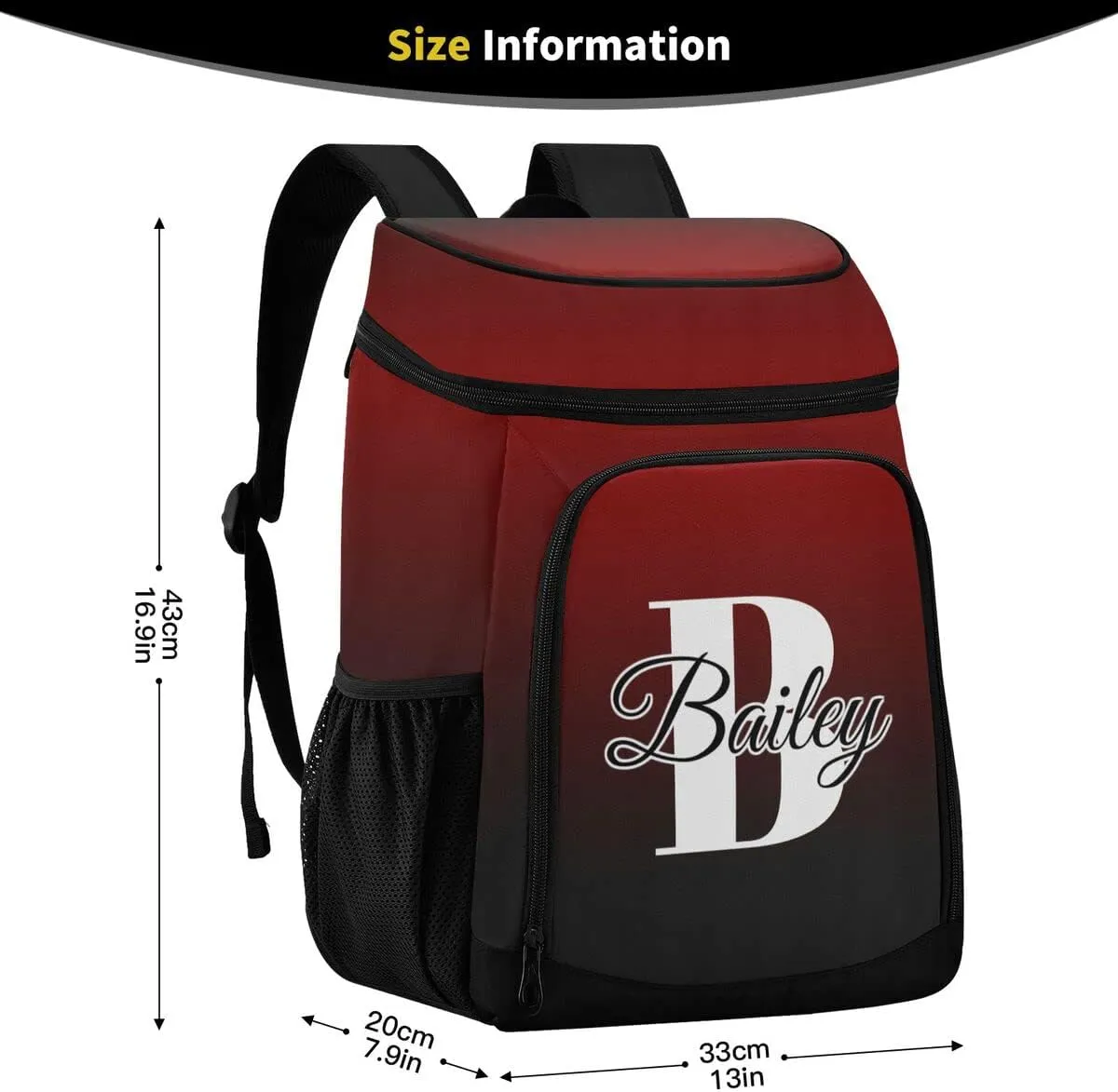 Rainbow Gradient Custom Cooler Backpack Leakproof Backpack Cooler Personalized Insulated Lunch Cooler Bag 30 Cans Camping Coolers for Men Women