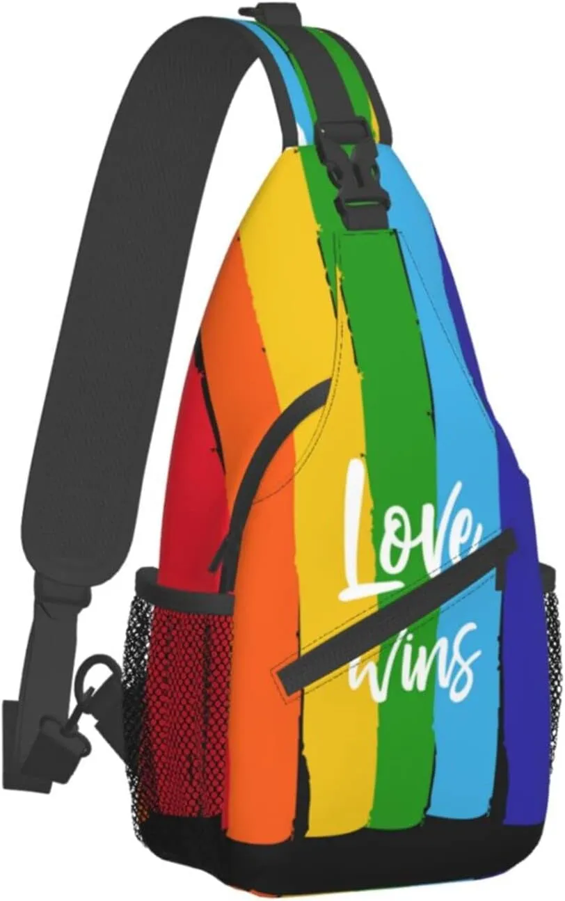 Rainbow LGBT Sling Backpack Multipurpose Chest Bag Hiking Travel Daypack Crossbody Shoulder Bag Outdoor Unisex