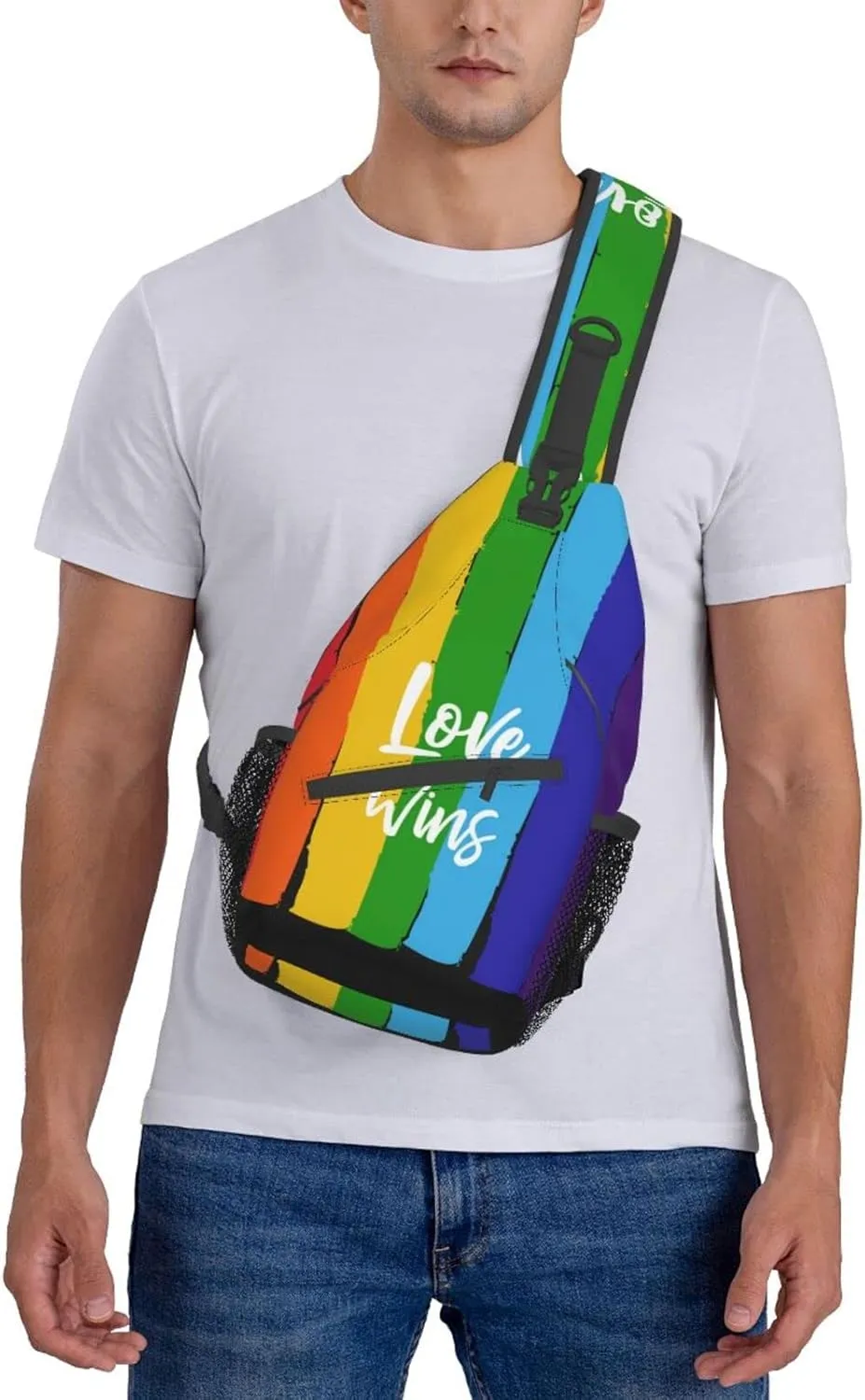 Rainbow LGBT Sling Backpack Multipurpose Chest Bag Hiking Travel Daypack Crossbody Shoulder Bag Outdoor Unisex