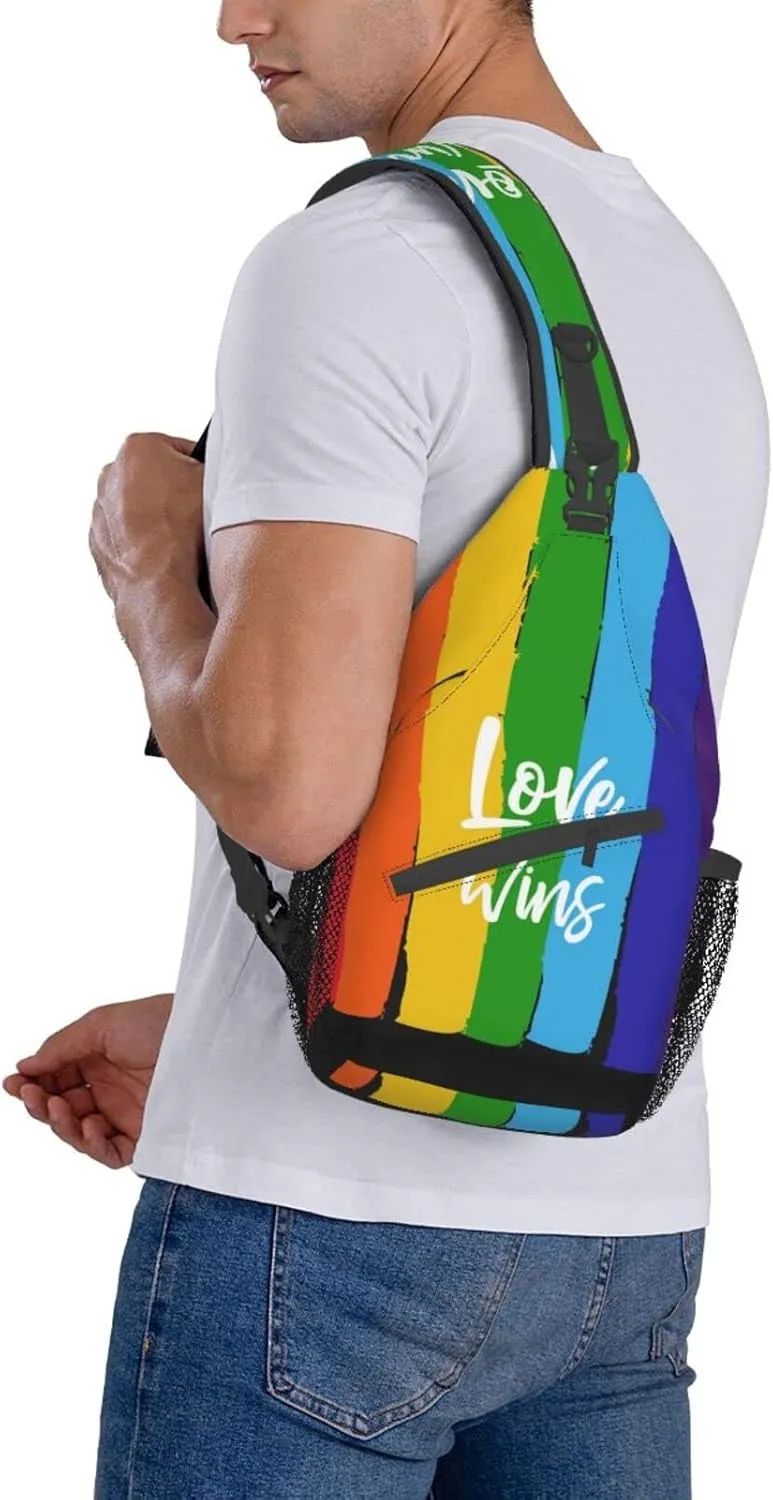Rainbow LGBT Sling Backpack Multipurpose Chest Bag Hiking Travel Daypack Crossbody Shoulder Bag Outdoor Unisex
