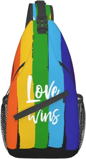 Rainbow LGBT Sling Backpack Multipurpose Chest Bag Hiking Travel Daypack Crossbody Shoulder Bag Outdoor Unisex