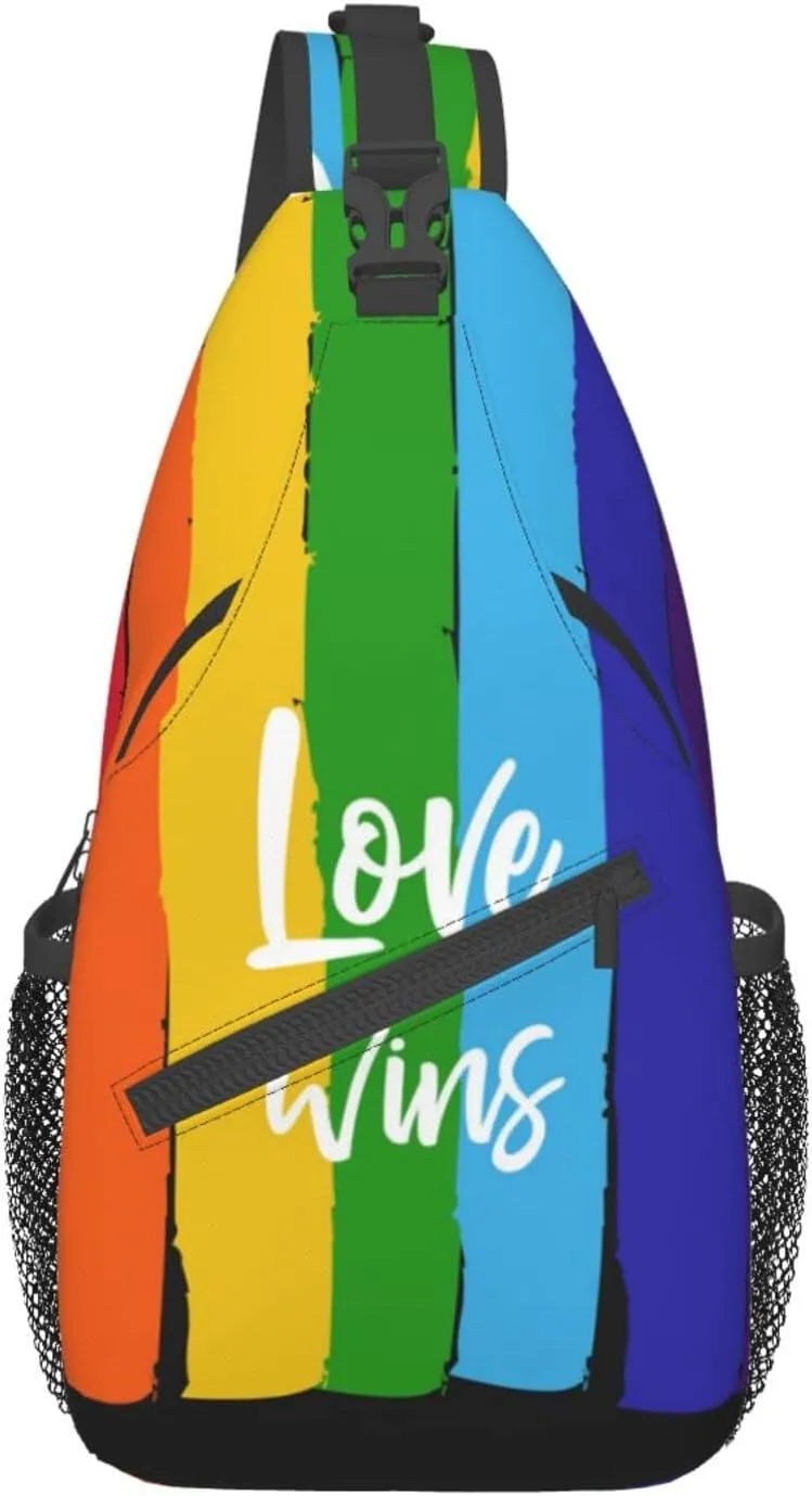 Rainbow LGBT Sling Backpack Multipurpose Chest Bag Hiking Travel Daypack Crossbody Shoulder Bag Outdoor Unisex