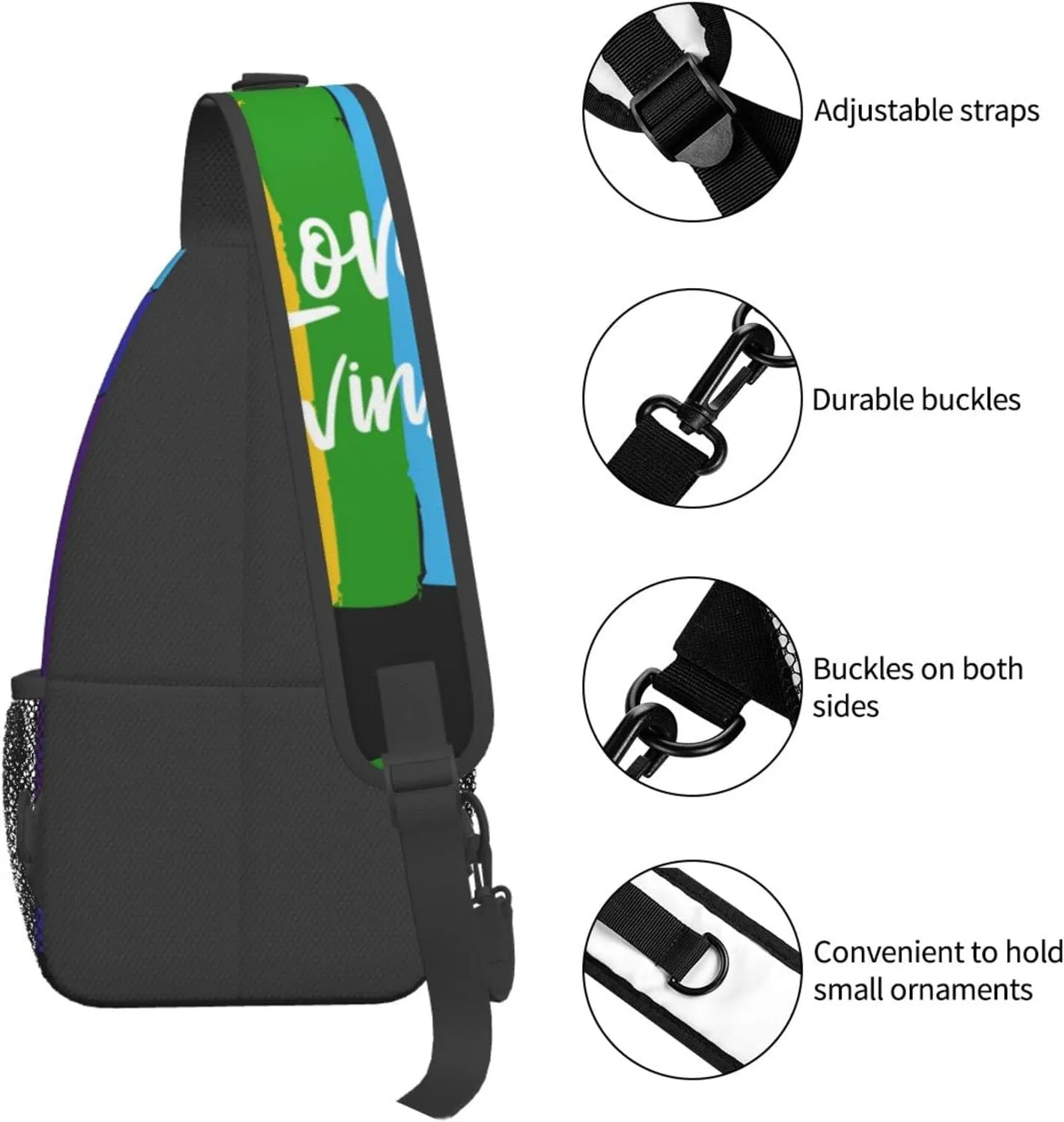 Rainbow LGBT Sling Backpack Multipurpose Chest Bag Hiking Travel Daypack Crossbody Shoulder Bag Outdoor Unisex