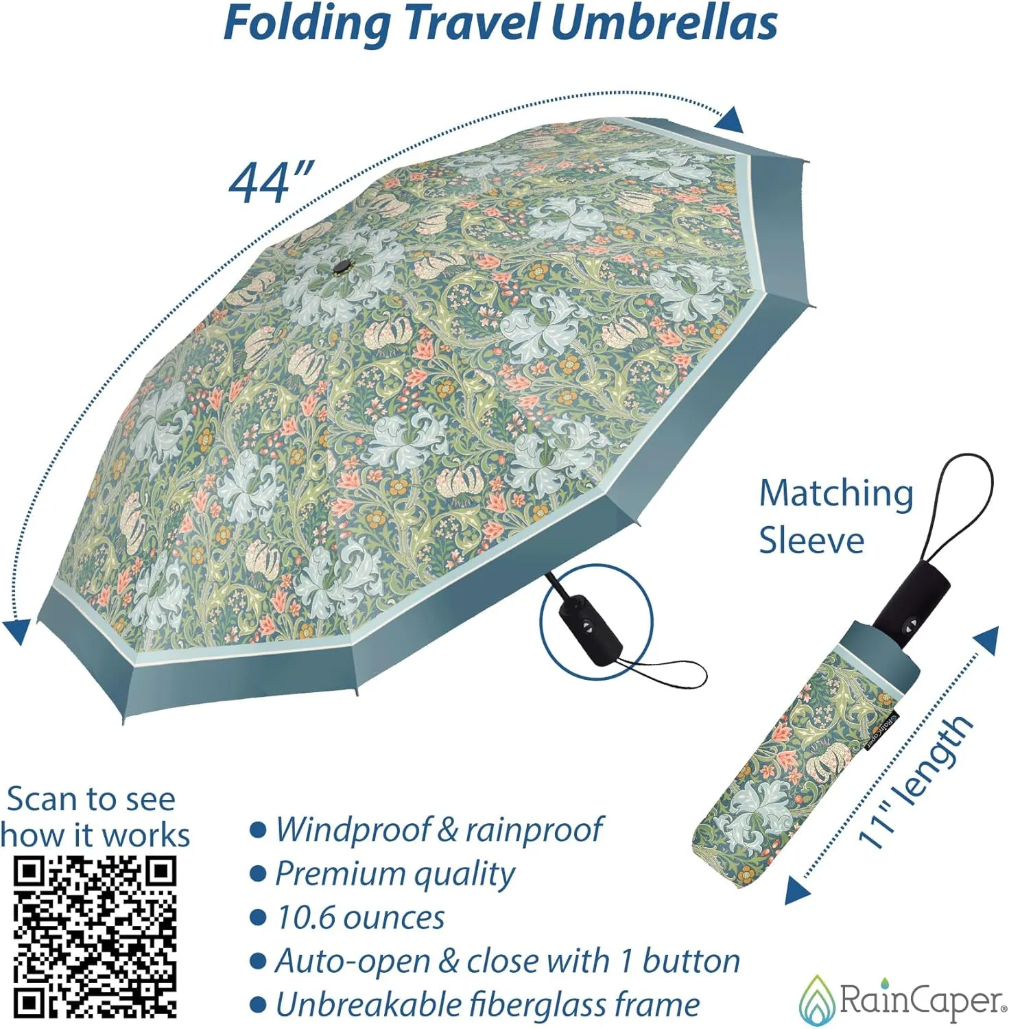 RainCaper Folding Travel Umbrellas
