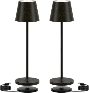 Ralaby IP54 Cordless Table Lamps Portable Rechargeable Battery Operated Lamp Aluminum Dimmable Indoor/Outdoor Cordless Lamp, Desk Lamp for/Restaurant/Camping/Bedroom (2 Pack,Black Brush Gold,4800mAh)