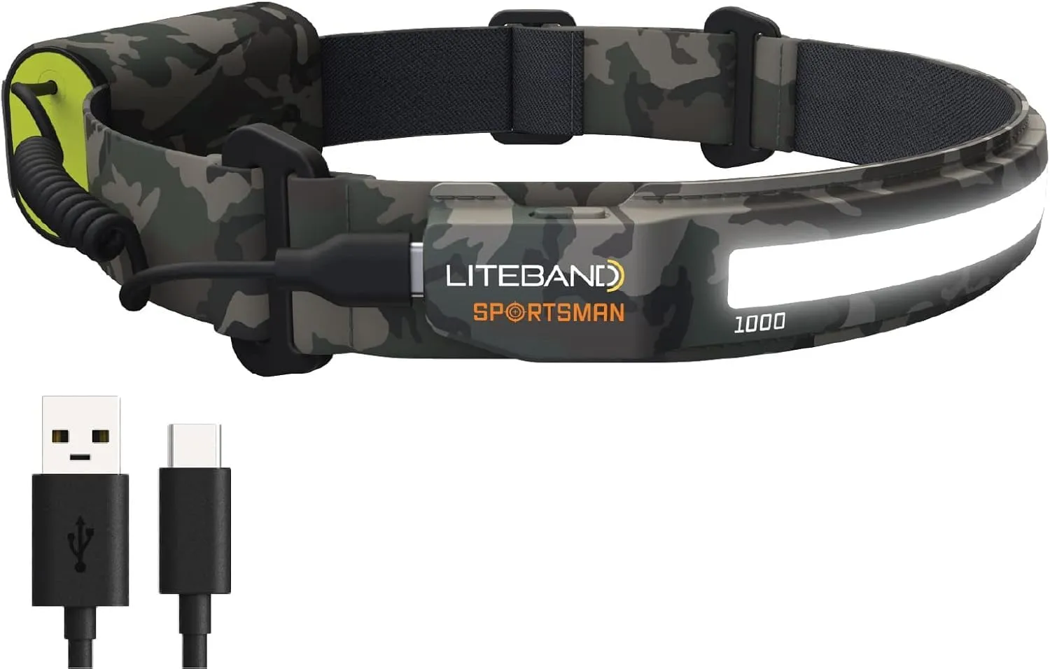 Rechargeable LED Headlamp - Liteband PRO 1000 Lumens Super Bright Head Lamp, Battery Powered Tactical Headlamps, Camping, Running, Hard Hat Light, Best Rated Hands Free Forehead Flashlight, Camo