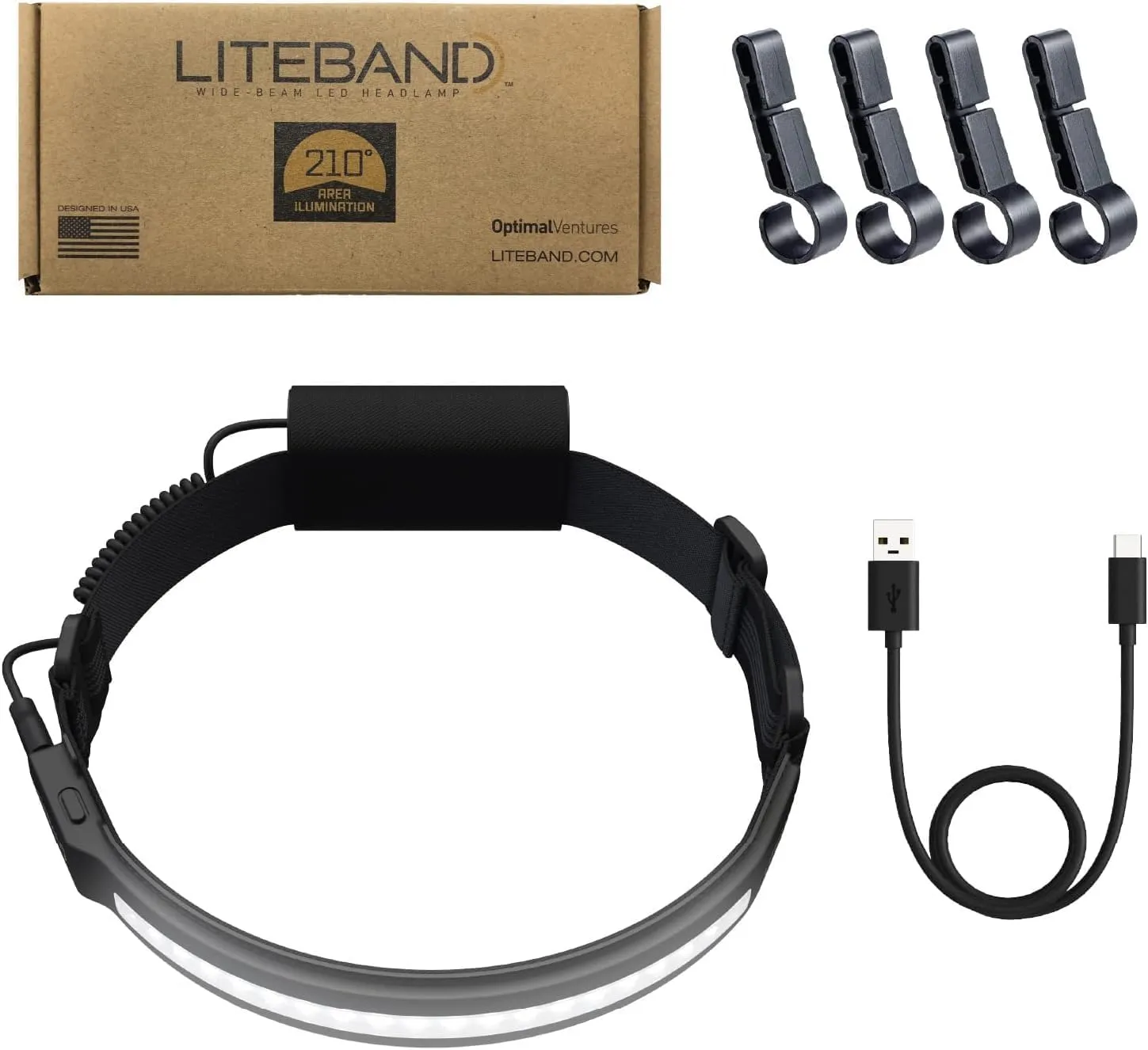 Rechargeable LED Headlamp - Liteband PRO 1000 Lumens Super Bright Head Lamp, Battery Powered Tactical Headlamps, Camping, Running, Hard Hat Light, Best Rated Hands Free Forehead Flashlight, Camo