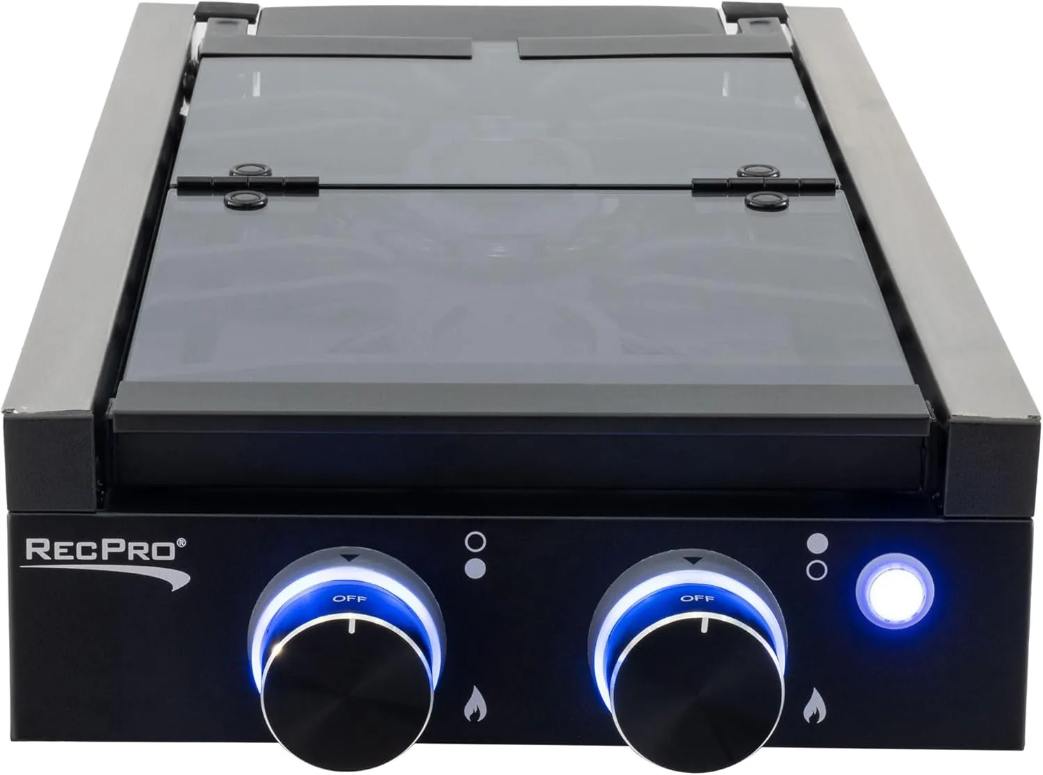 RecPro RV Built In Gas Cooktop | 2 Burner or 3 Burner | RV Cooktop Stove | 6,500 and 8,000 BTU Burners | Cover Included (Black, 2-Burner)