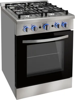RecPro RV Stove | 24" Stainless Steel Freestanding Gas Range | 12000 BTU | 4 Burners | 4 Leveling Legs | Fueled By Propane | Oven & Stove Top Capabilities