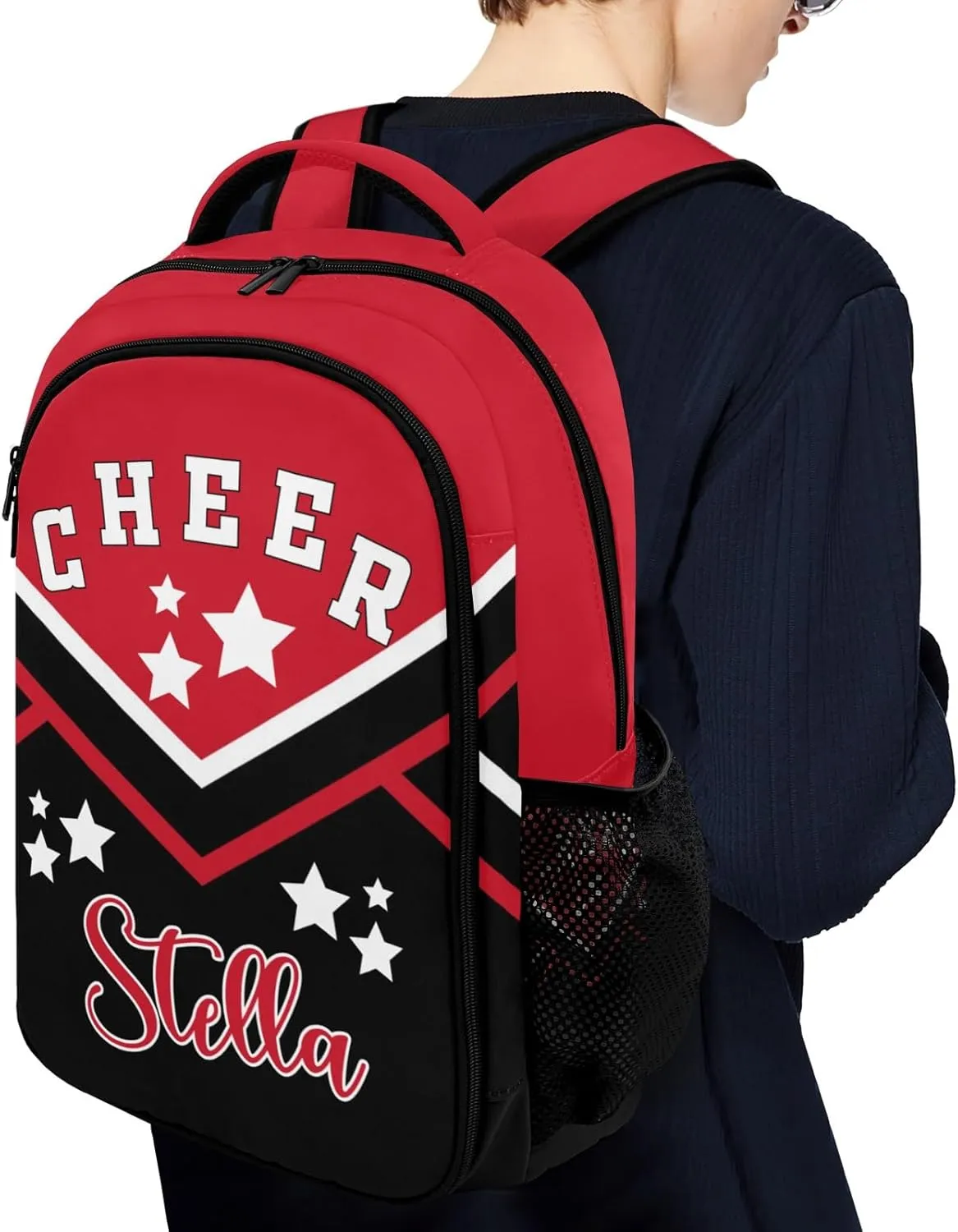 Red Cheer Cheerleader Shoulder Backpack Bag for Sports Camping Hiking Travelling