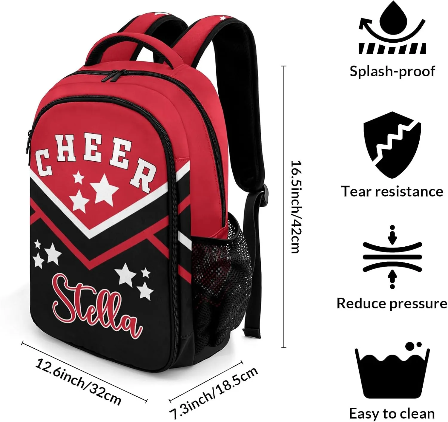 Red Cheer Cheerleader Shoulder Backpack Bag for Sports Camping Hiking Travelling