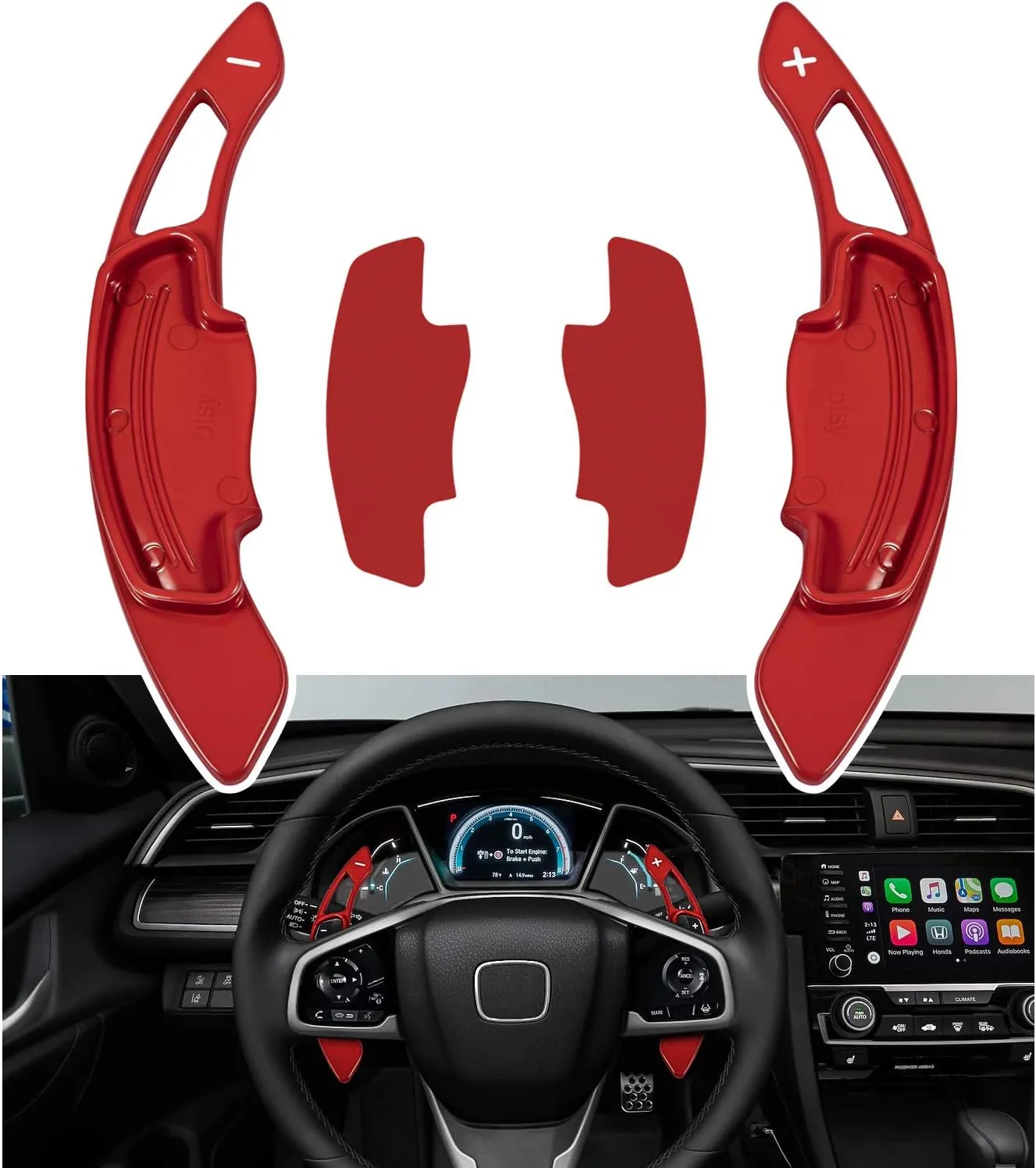 Red Sports Aluminum Steering Wheel Paddle Shifter Extension Cover trim interior Accessories for Honda Accord Civic Insight CR-V