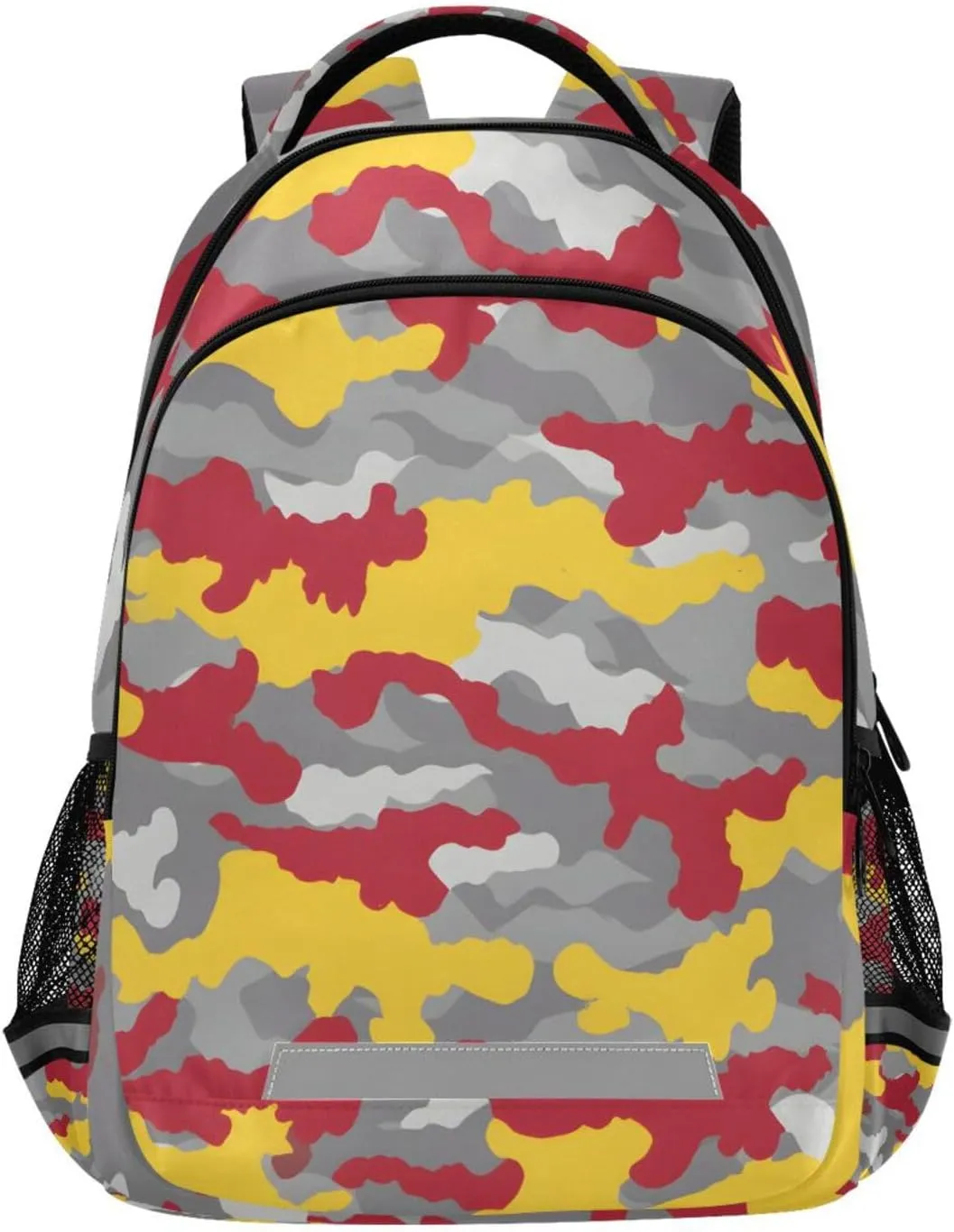 Red Yellow Camouflage Backpack for Girls Boys School Book Bag Kids Campus Daypack Lightweight Travel Back Pack