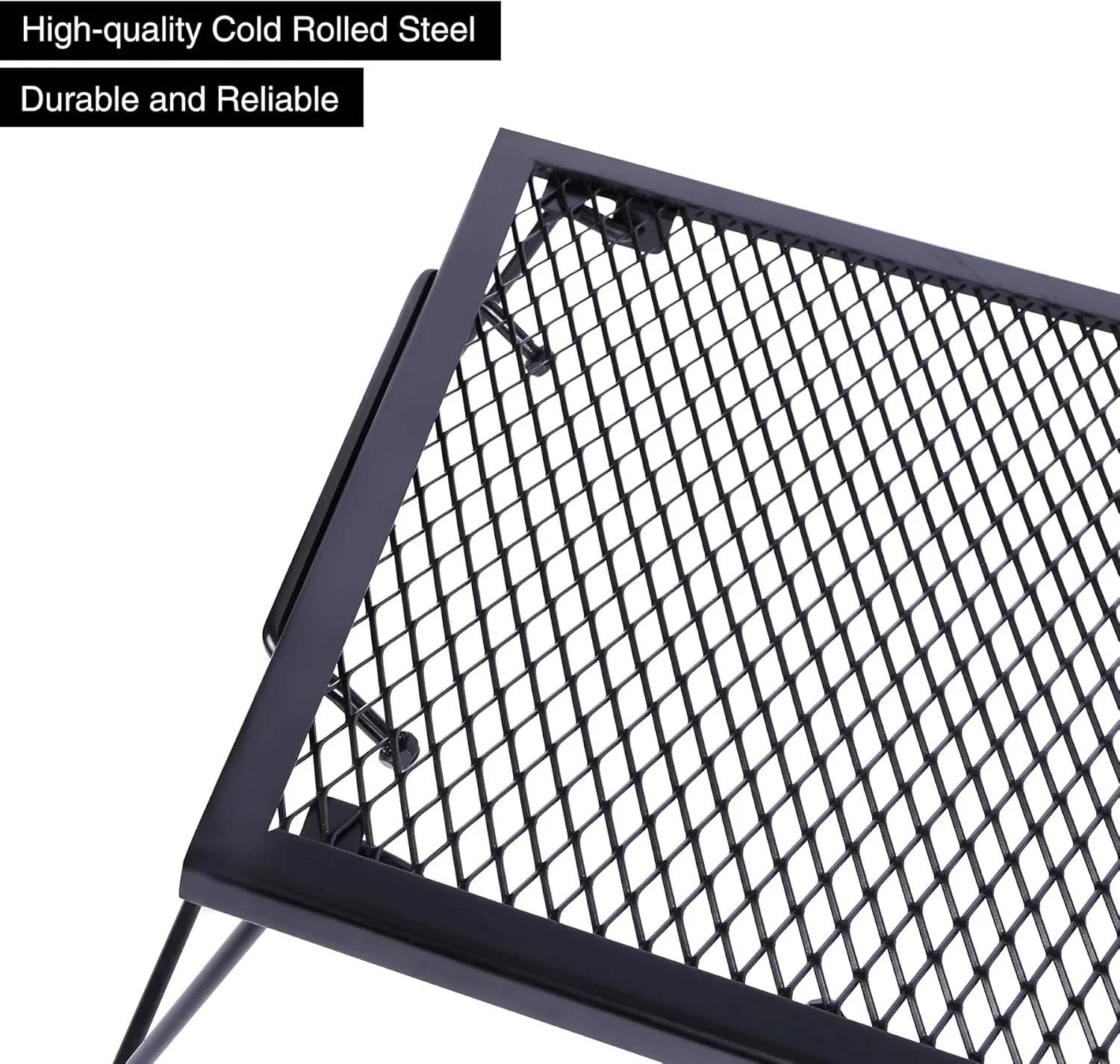 REDCAMP 2 in 1 Folding Camping Grill Grate, Folding Grill Table for Outdoor Open Flame Cooking for Camping Portable Over Fire Camp Grill