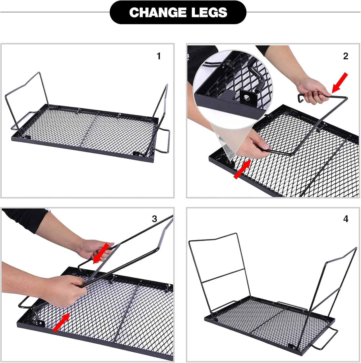 REDCAMP 2 in 1 Folding Camping Grill Grate, Folding Grill Table for Outdoor Open Flame Cooking for Camping Portable Over Fire Camp Grill