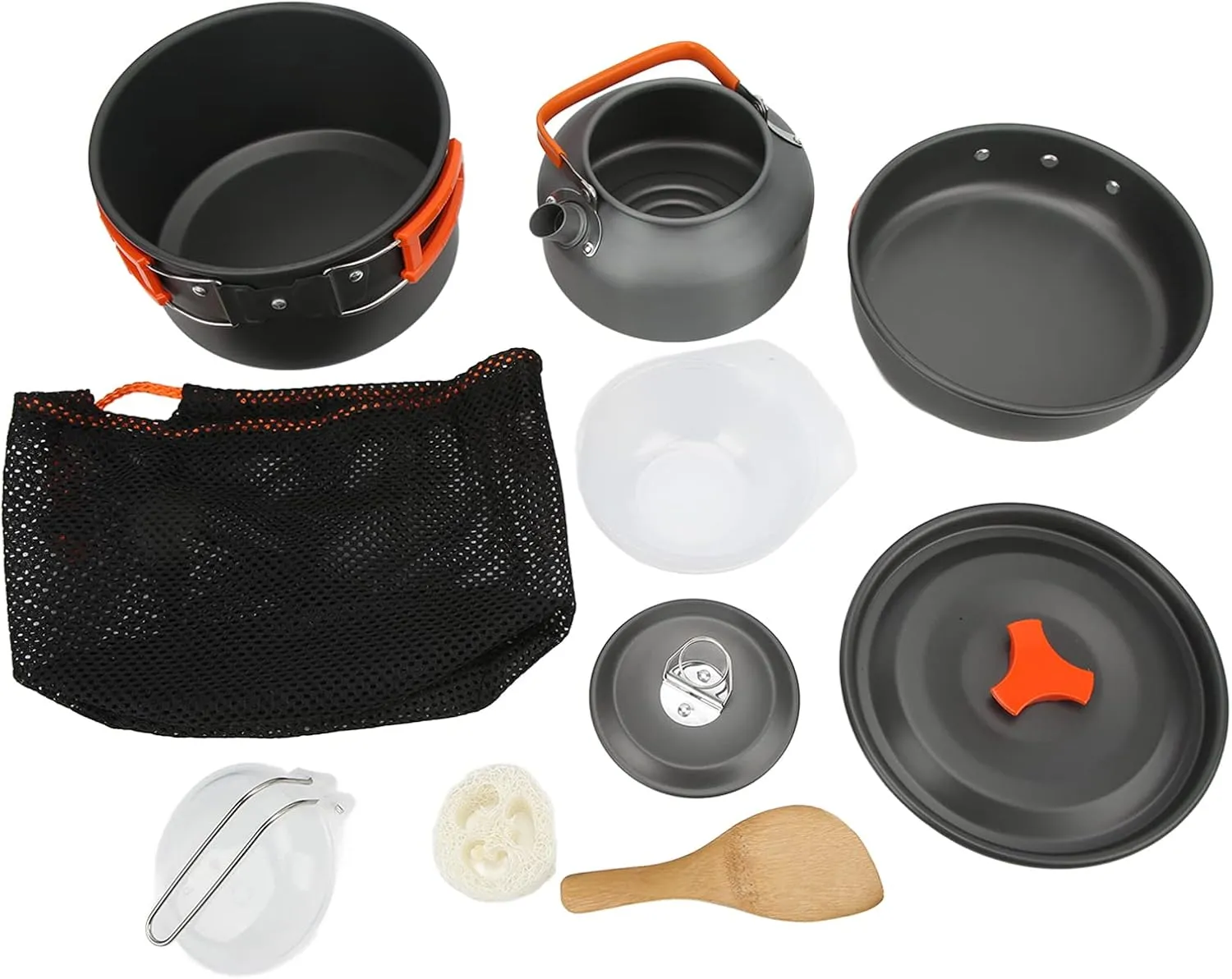 Restokki 11 Piece Camping Cookware, Camping Cooking Mess Kit Camping Kitchen with Teakettle Frying Pan for 2-3 People