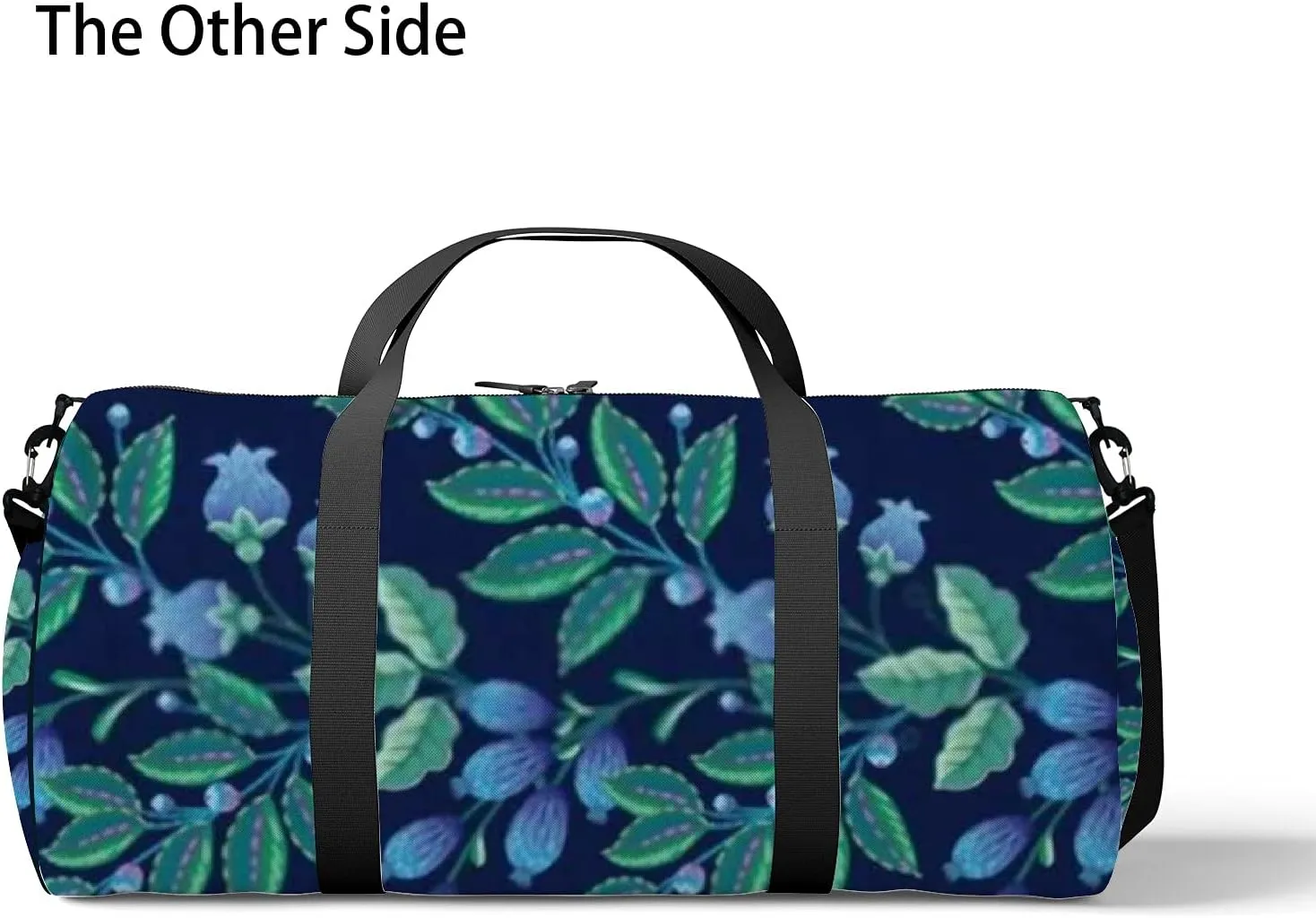 Retro Navy Blue Ornamental Flowers Sports Bag Tote Bag Waterproof Gym Bag with Shoulder Strap Zipper 2 Side Pockets for Men and Women, Travel and Storage Shoulder Bag.