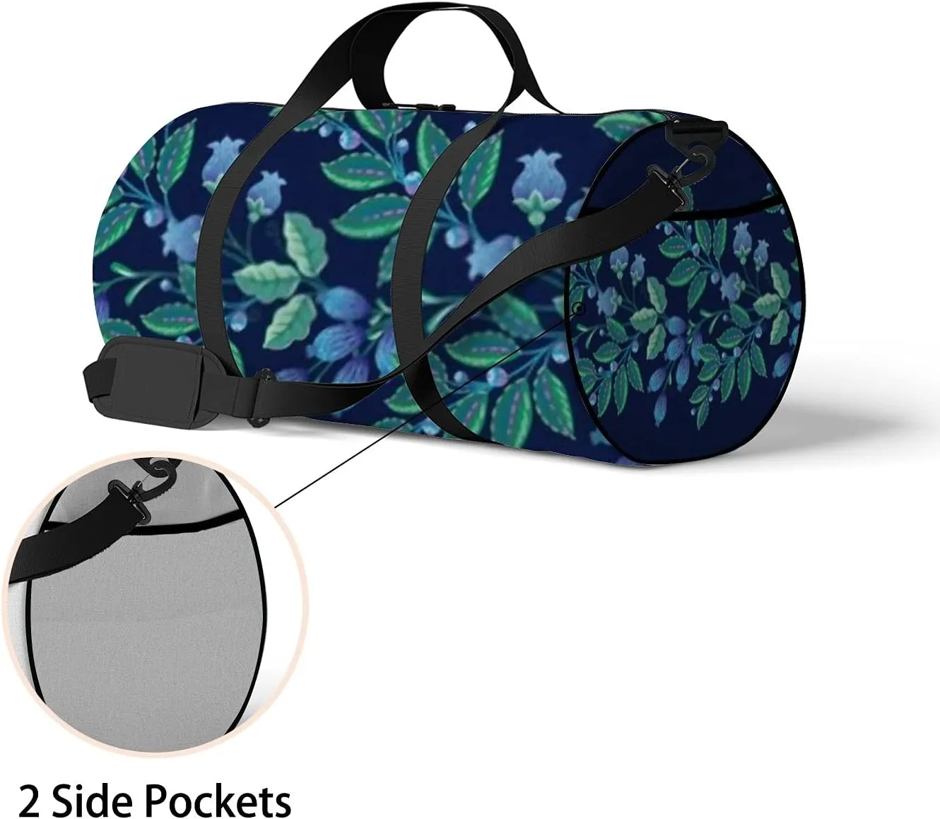 Retro Navy Blue Ornamental Flowers Sports Bag Tote Bag Waterproof Gym Bag with Shoulder Strap Zipper 2 Side Pockets for Men and Women, Travel and Storage Shoulder Bag.