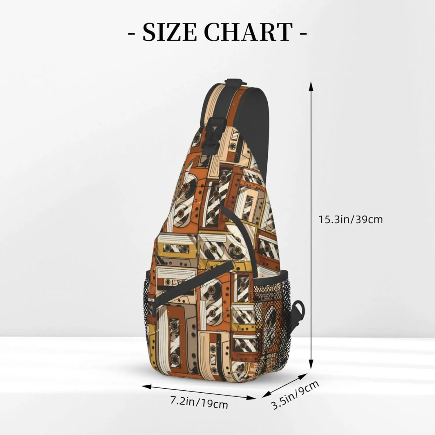 Retro Recorders Shoulder Bag Cassettes Sling Backpack Daypack Casual Backpack Hiking Bag Retro Backpack Bag