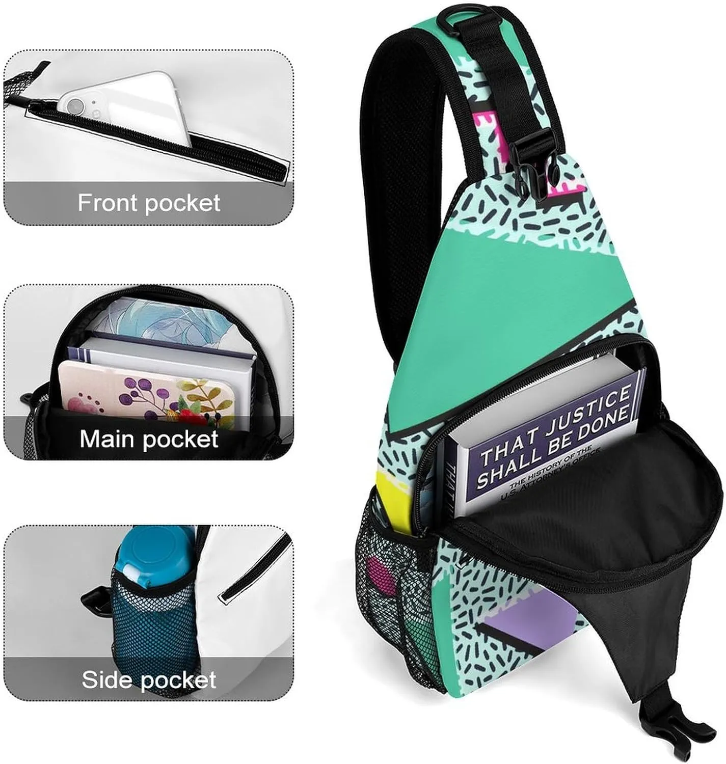 Retro Vintage Memphis A Spacious And Large Capacity Portable Adjustable Chest Bag