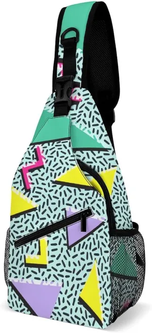 Retro Vintage Memphis A Spacious And Large Capacity Portable Adjustable Chest Bag