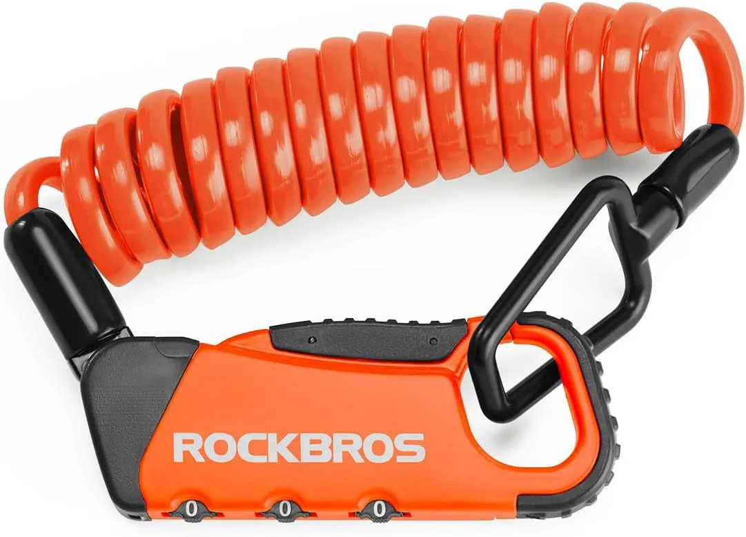 ROCKBROS Motorcycle Helmet Lock, Lightweight Bike Helmet Lock, Resettable Motorcycle Locks Anti Theft, 47.2 inch/122 cm Universal Locks for Helmets, Bicycle, Luggage