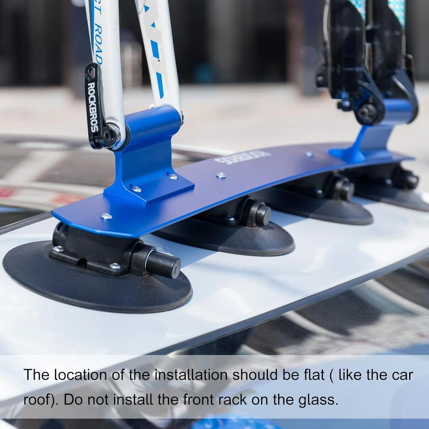 ROCKBROS Suction Cup Bike Rack for Car Roof Top Sucker Bike Rack Quick Release Aluminium Alloy Bike Carrier with Sucker for 3 Bikes Blue