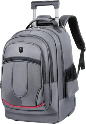 Rolling Backpack for Women Men, Travel Wheeled Laptop Backpack, 19.68 Inch, Grey
