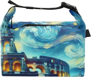 Roman Colosseum Starry Night Lunch Bag for Women Soft Lunchbag Lunch Box for Work Cute Pink Cooler Bag Insulated for Work