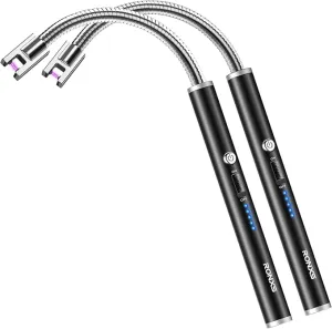 RONXS Candle Lighters, Long Electric Lighter Rechargeable Type C Lighter with LED Battery Display, Flexible Neck Plasma Arc Lighter for Fireworks Gas Stove BBQ