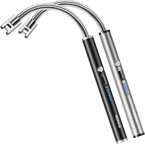 RONXS Candle Lighters, Long Electric Lighter Rechargeable USB Lighter with LED Battery Display, Flexible Neck Plasma Arc Lighter for Fireworks Gas Stove BBQ