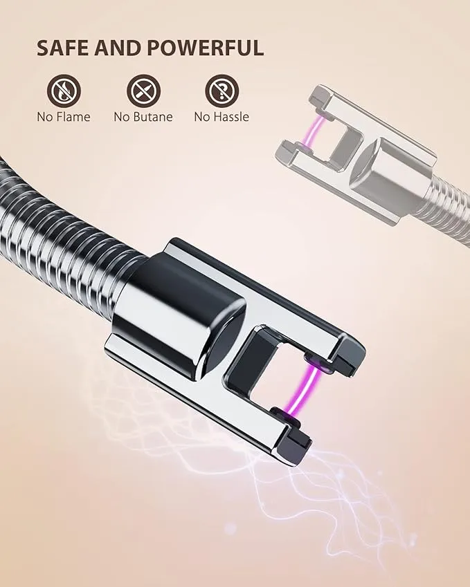 RONXS Candle Lighters, Long Electric Lighter Rechargeable USB Lighter with LED Battery Display, Flexible Neck Plasma Arc Lighter for Fireworks Gas Stove BBQ