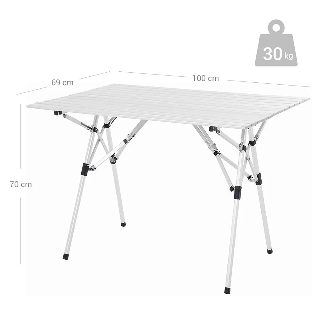 Rootz Aluminum Camping Table - Picnic Table - Outdoor Table - Stable & Lightweight - Foldable Design - High-Quality Aluminum - 100cm x 69cm x 70cm