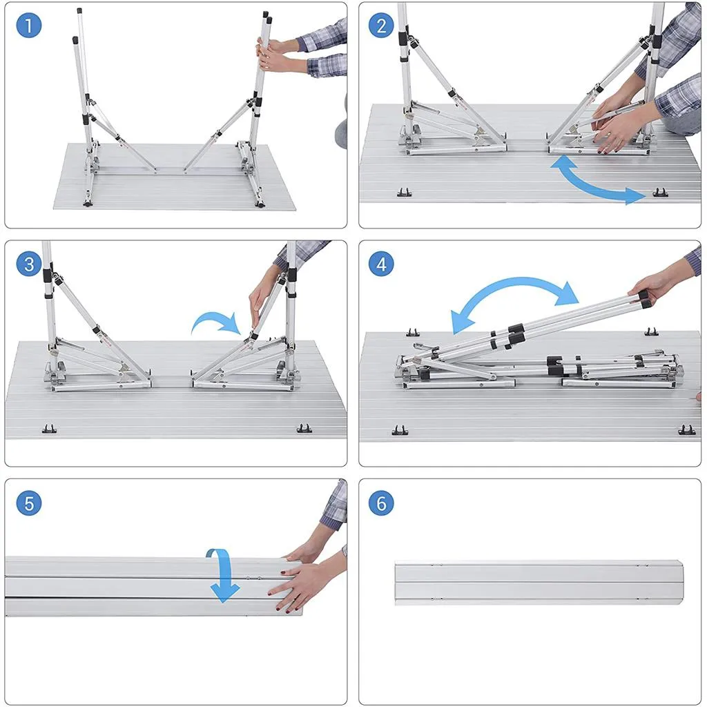 Rootz Aluminum Camping Table - Picnic Table - Outdoor Table - Stable & Lightweight - Foldable Design - High-Quality Aluminum - 100cm x 69cm x 70cm