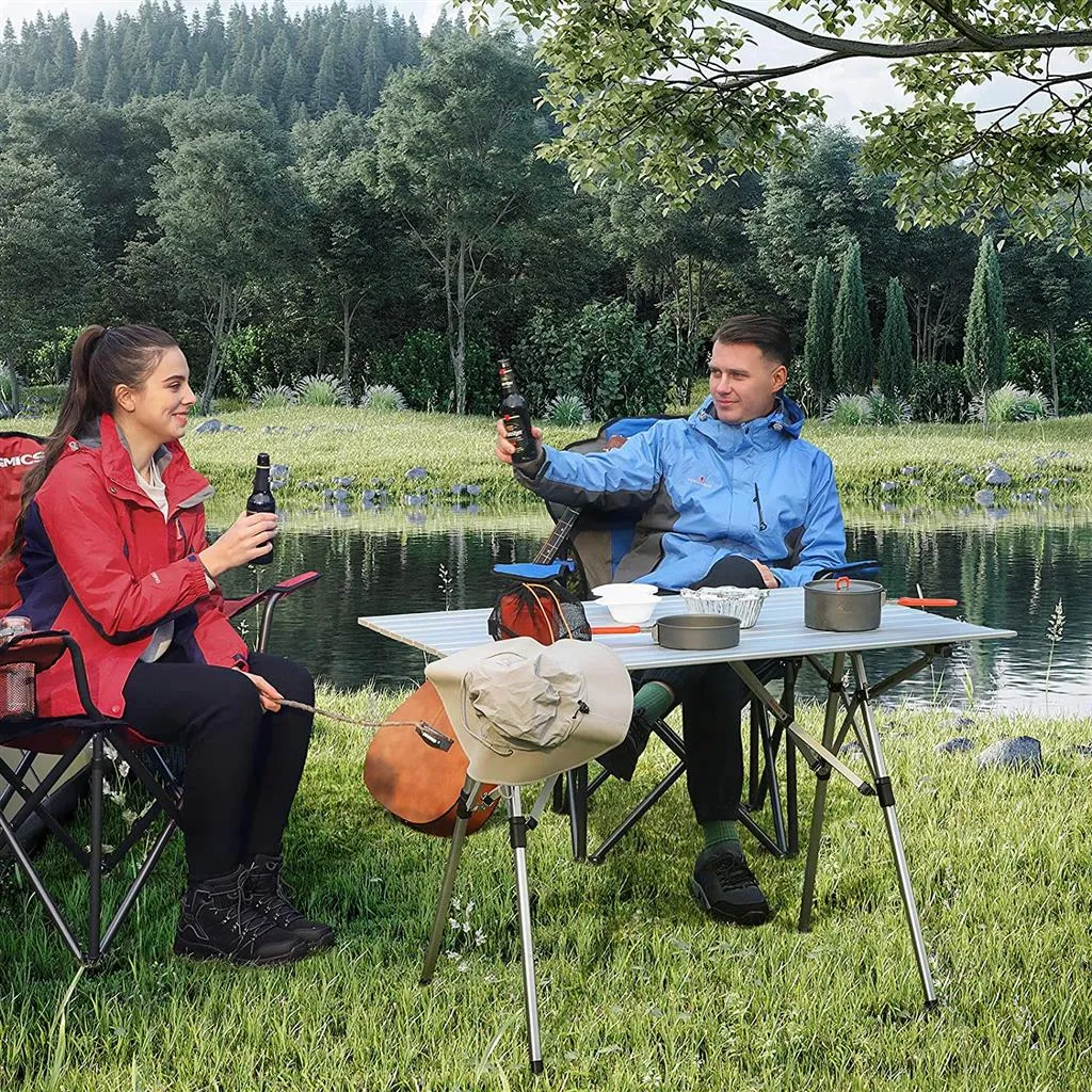 Rootz Aluminum Camping Table - Picnic Table - Outdoor Table - Stable & Lightweight - Foldable Design - High-Quality Aluminum - 100cm x 69cm x 70cm